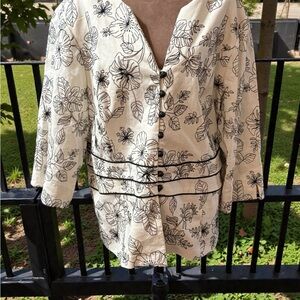 Koret Black and Cream Floral Blazer